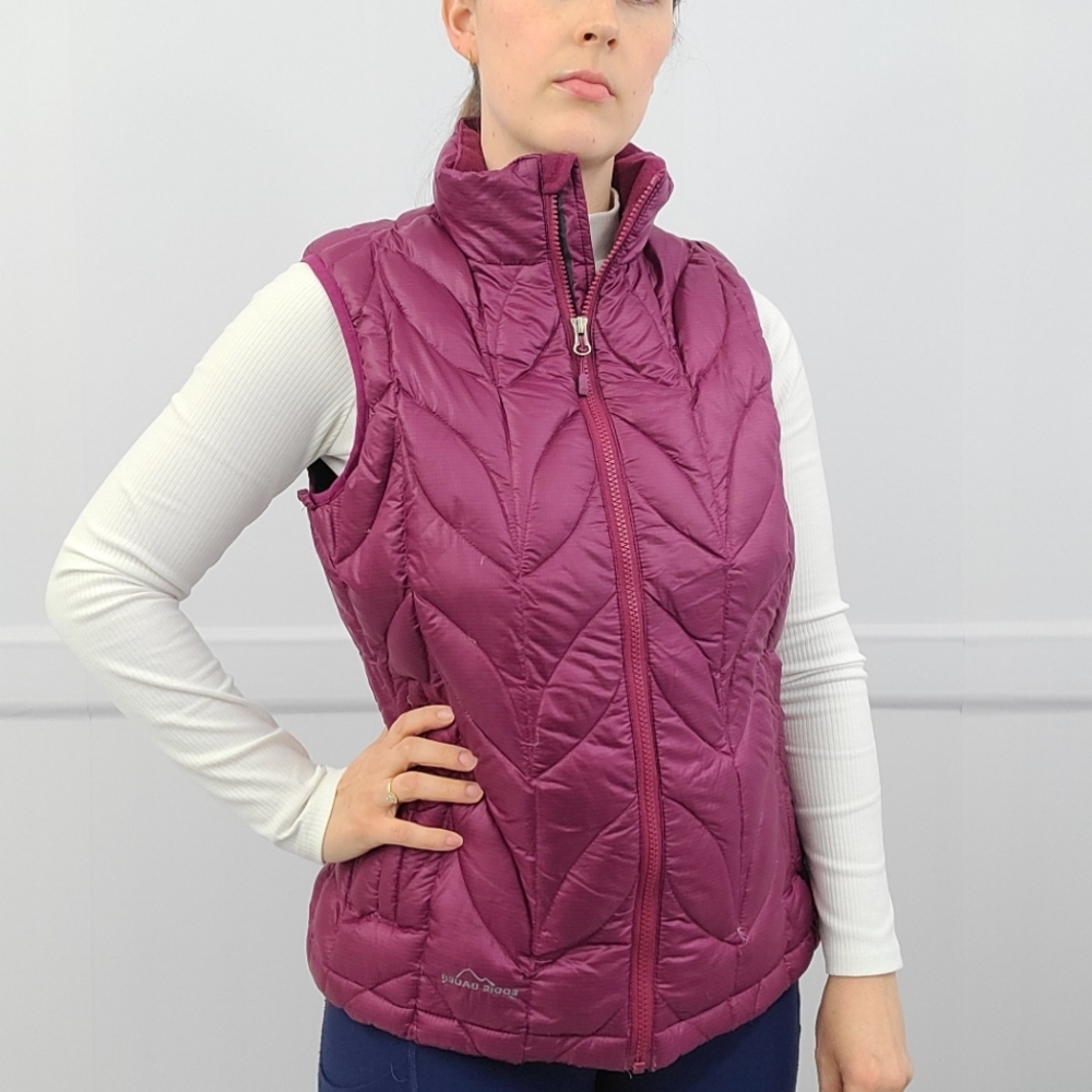 Eddie Bauer Puffer Vest Quilted Purple with Goose Down Insulation Size M